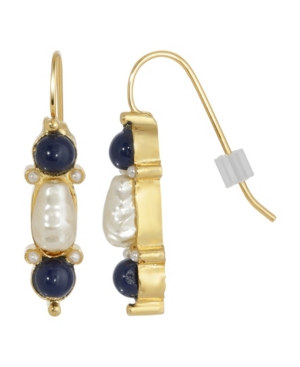 image of 2028 Gold-Tone Imitation Pearl and Drop Earrings