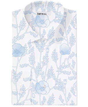 Bar Iii Men's Organic Cotton Large Poppy-Print Slim Fit Dress Shirt Created for Macy's