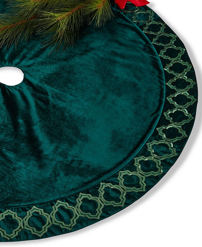 Holiday Lane Green Sequin Border Tree Skirt, Created for Macy's Macy's