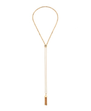 image of BCBGeneration Stone Tassel Slider Gold-tone Metal Y-Necklace