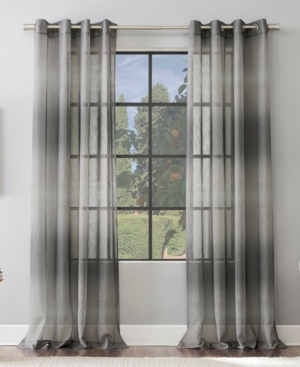 Scott Living Atlantic 52" X 84" Ombre Stripe Sheer Curtain Panel In Gray