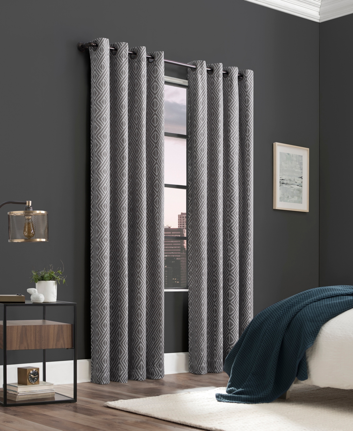 Scott Living Gresham Geometric 100% Blackout Grommet Curtain Panel, 96