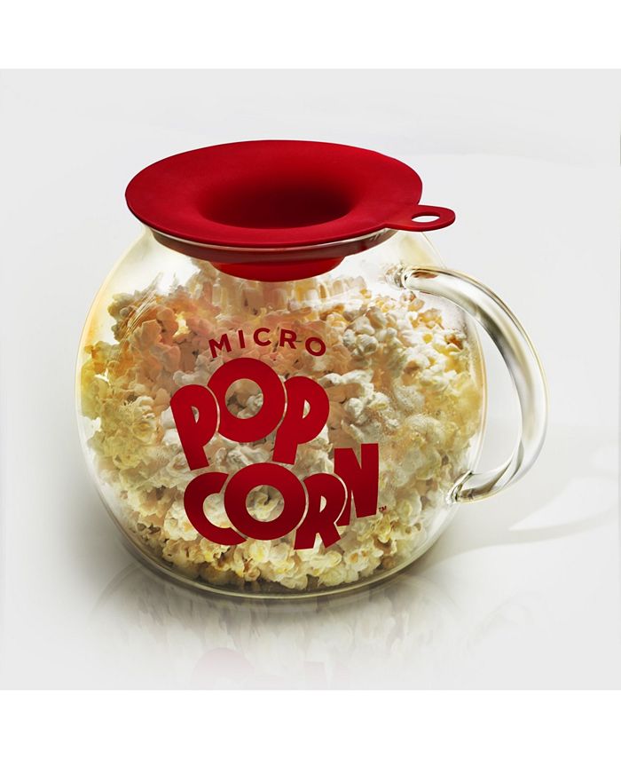 BPA Free Blue 3-in-1 Silicone Lid The Original Korcci Microwave Glass Popcorn Popper Family Size Dishwasher Safe 3 Quart 