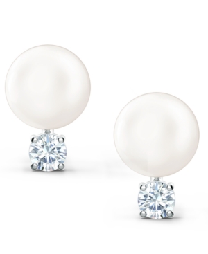 image of Swarovski Silver-Tone Crystal & Imitation Pearl Stud Earrings