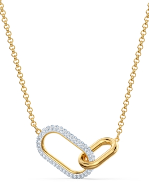 image of Swarovski Gold-Tone Crystal Link Collar Necklace, 14-7/8