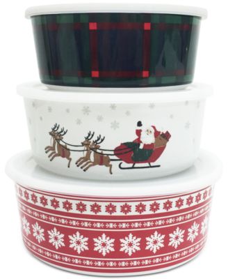 Martha Stewart Collection - Holiday Nesting Melamine Food Storage Containers, Set of 3