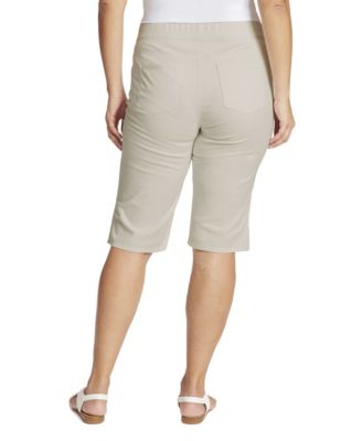 Gloria Vanderbilt Plus Size Avery Pull-On Skimmer Pant - Cotton Elastane, Stretch Waistband, 5-Pocket, Cropped