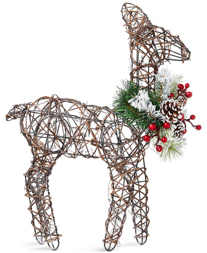 Martha Stewart Collection Farmhouse Rattan Deer TableTop Decoration