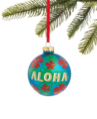 Holiday Lane Hawaii Blue Aloha Ball Ornament, Created for Macy's - Macy's