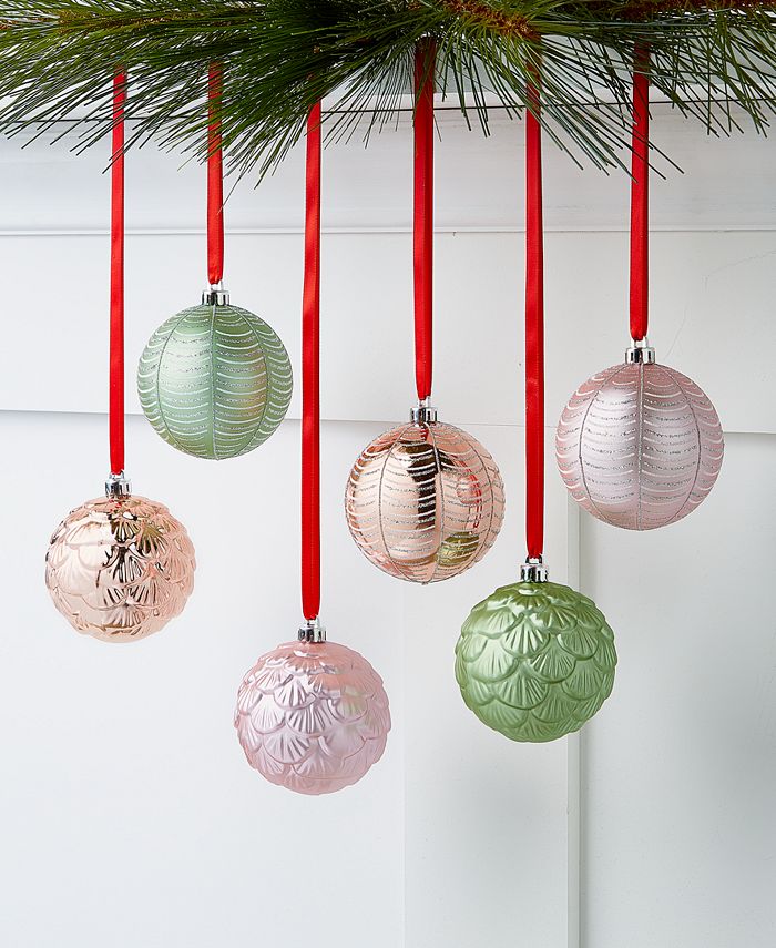Holiday Lane Shimmer and Light, Pink and Green Shatterproof Ornaments ...