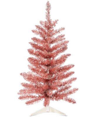 Holiday Lane Shimmer & Light, Pre-lit Rose Gold Tinsel Tree, Created for Macy's