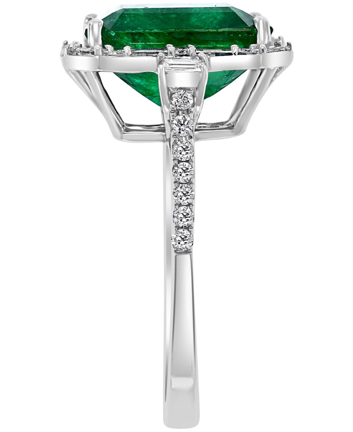 Effy(5-1/2 ct. t.w.) & Diamond (1/2 ct. t.w.) Statement Ring in 14k Gold or 14k White Gold - Emerald/White Gold