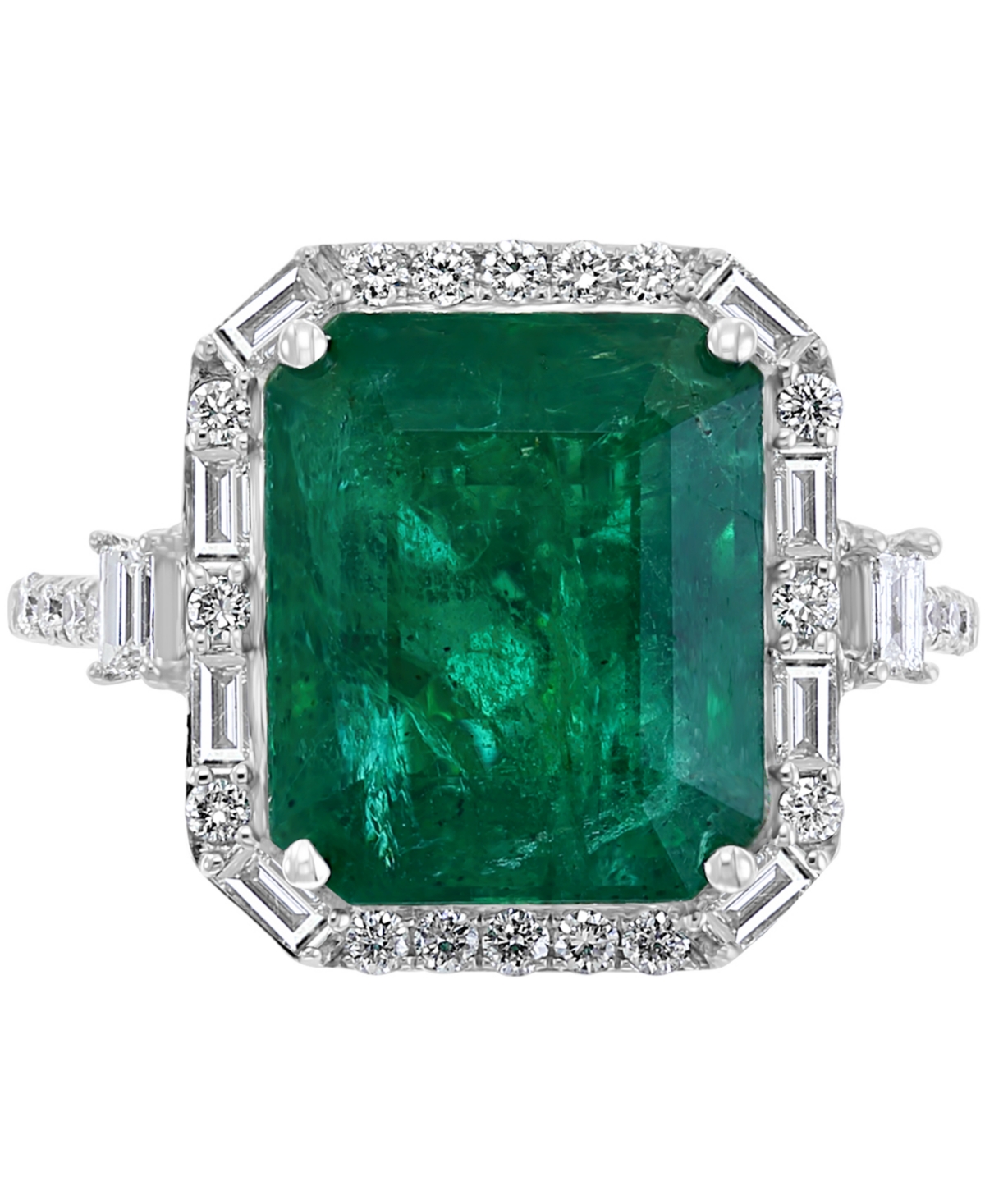 Effy(5-1/2 ct. t.w.) & Diamond (1/2 ct. t.w.) Statement Ring in 14k Gold or 14k White Gold - Emerald/White Gold