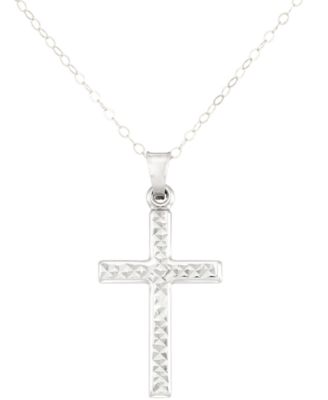 Textured Cross 18" Pendant Necklace 