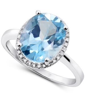 image of Blue Topaz (3-3/4 ct. t.w.) & Diamond (1/8 ct. t.w.) Statement Ring in 14k White Gold