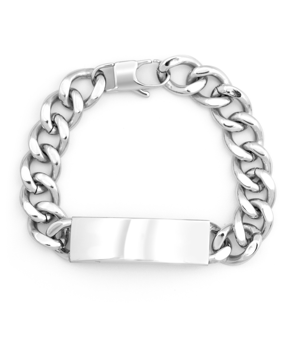 Eve's Jewelry Men's Silver Tone Stainless Steel Curb Link Id Bracelet