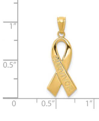 Survivor Ribbon Charm Pendant in 14k Gold
