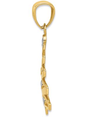 Two-Tone Modern Christmas Tree Charm Pendant in 14k Gold