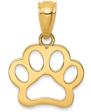 image of Paw Print Openwork Charm Pendant in 14k Yellow Gold