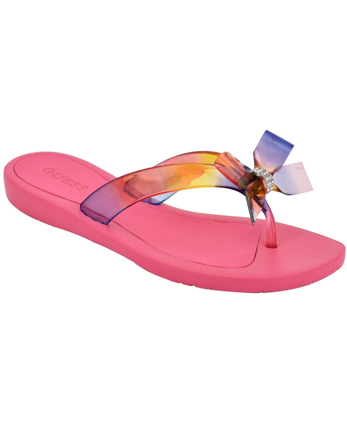 Guess Women's Tutu Embellished Bow Flip Flops In Pink Rainbow