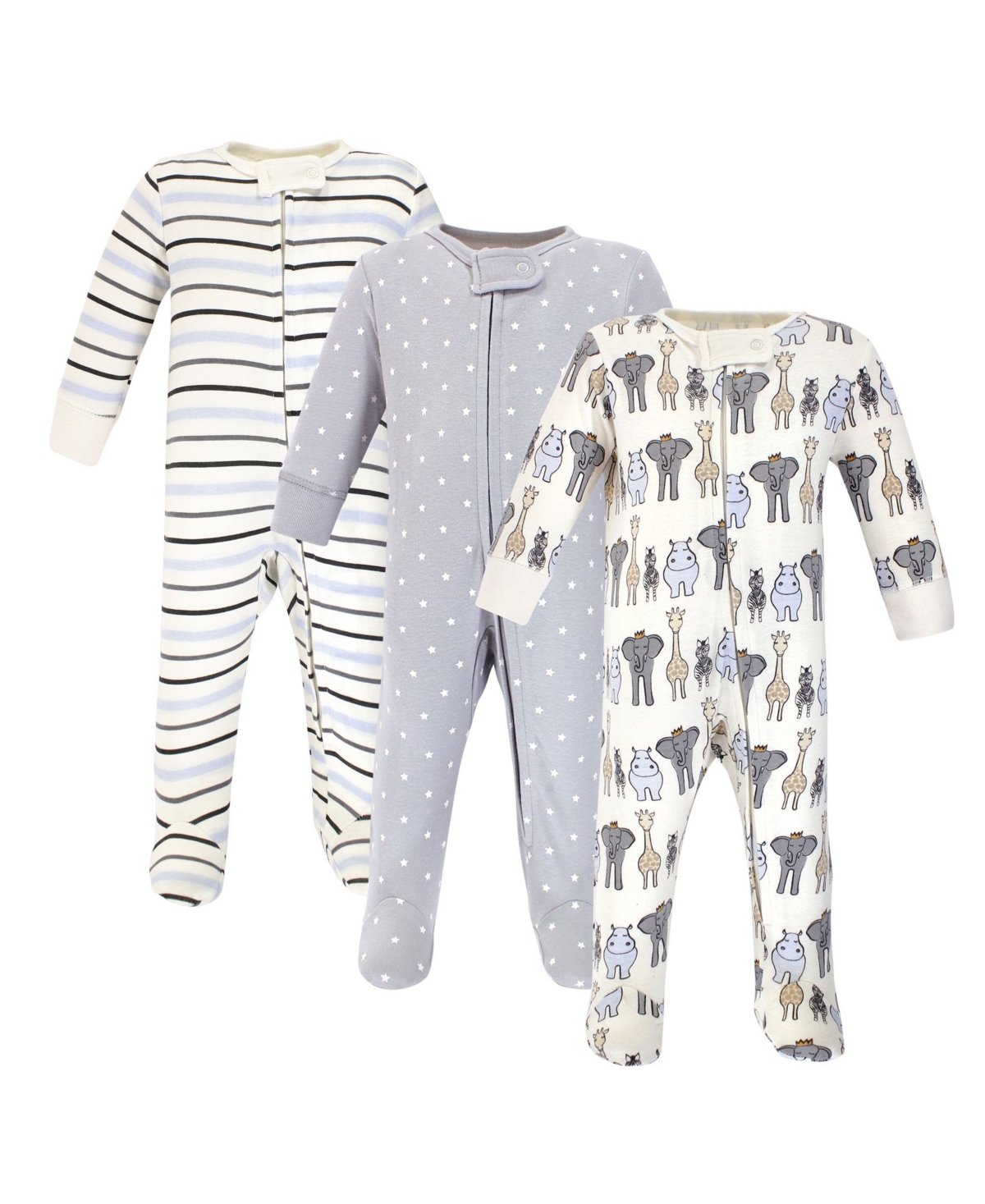 Hudson Baby Baby Boys Hudson Premature Soft Cotton Romper for Playtime & Naps - Royal safari