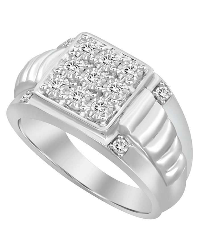 Macy's Men's Diamond (1/4 ct. t.w.) Ring in Sterling Silver - Macy's