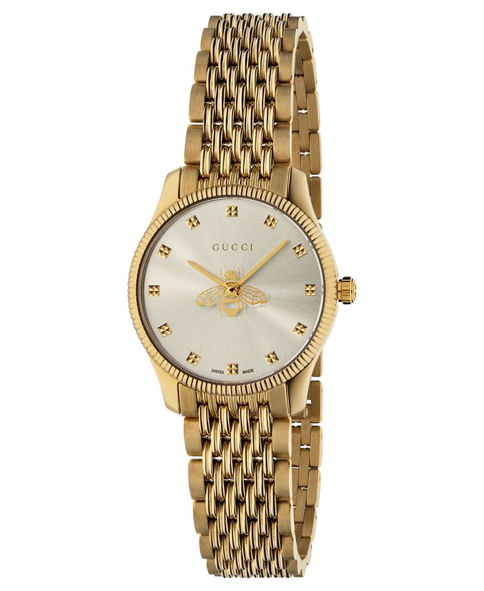 Gucci Women's Swiss G-Timeless Slim Gold-Tone PVD Stainless Bracelet 29mm & Reviews Macy's