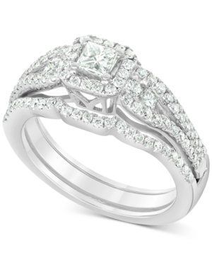 image of Diamond (1 ct. t.w.) Princess Bridal Set in 14K White Gold