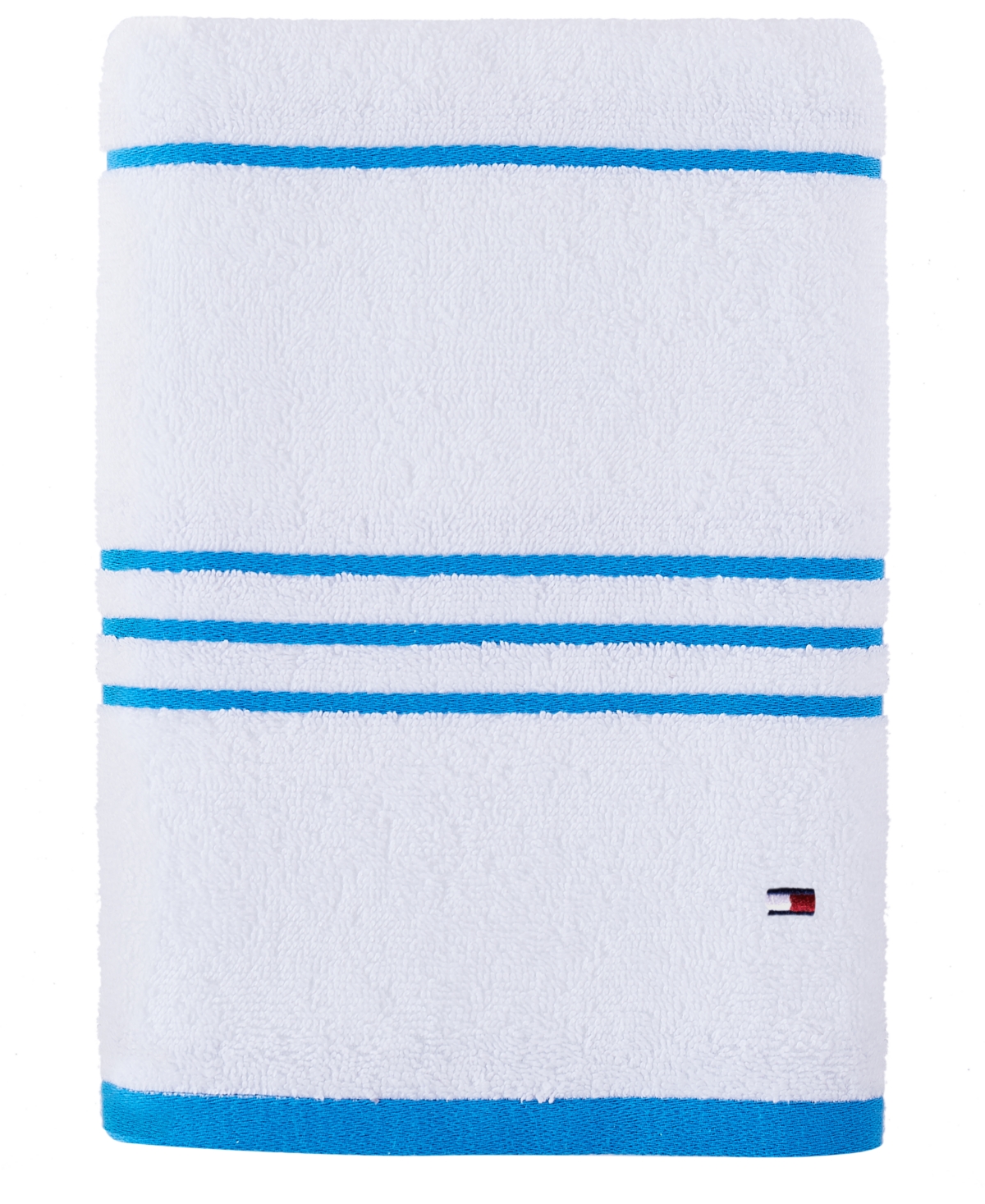 Tommy Hilfiger Modern American Stripe 30" X 54" Cotton Bath Towel In White,blue