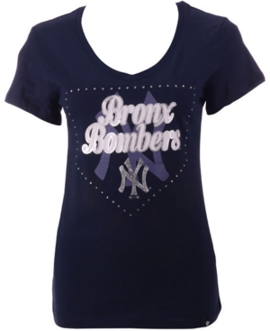 '47 Brand Women's New York Yankees Home Slogan Ultra Rival V-neck T-Shirt