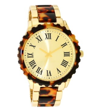 image of Inc Women-s Gold-Tone & Tortoise-Look Bracelet Watch 40mm, Created for Macy-s