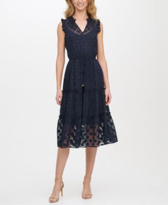 tommy hilfiger chiffon clip dot dress