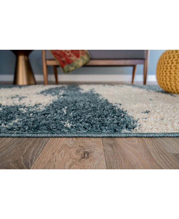 Main Street Rugs Hobart Shag 775 Blue 2' x 7' Runner Area Rug Macy's