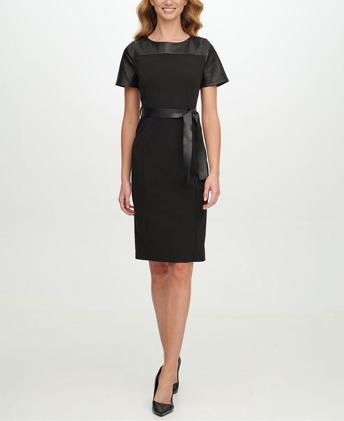 Calvin klein sales belted sheath dress