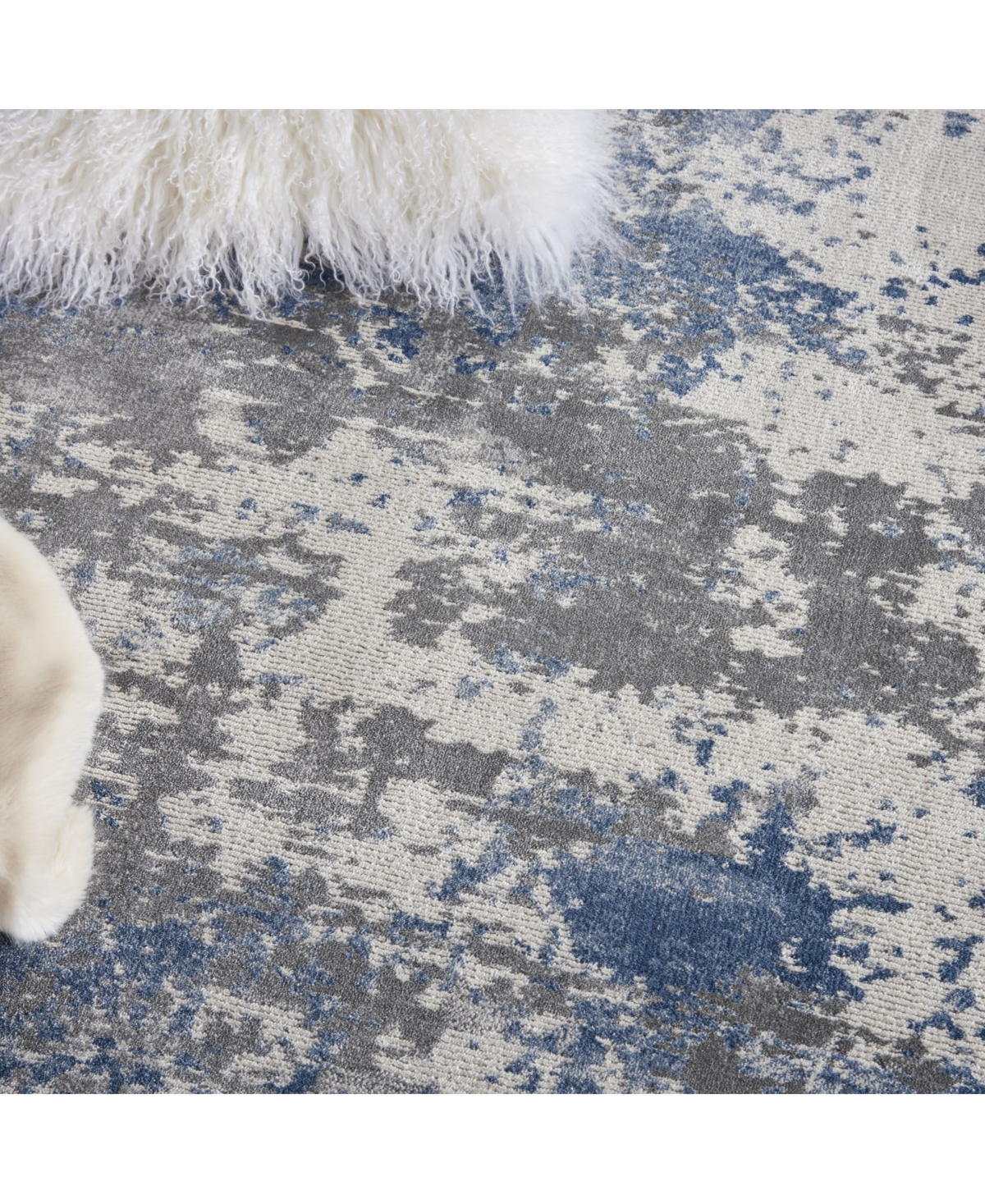 Nourison Home Rustic Textures RUS08 Gray and Blue 3'11" x 5'11" Area Rug