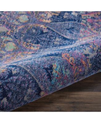 Ankara Global ANR08 Navy and Multi 6' Round Rug