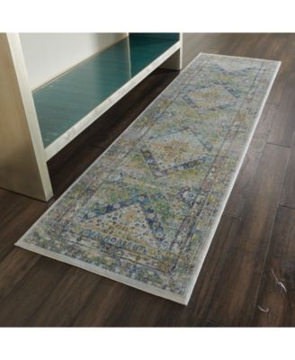 Ankara Global ANR07 Blue and Green 2' x 6' Runner Rug