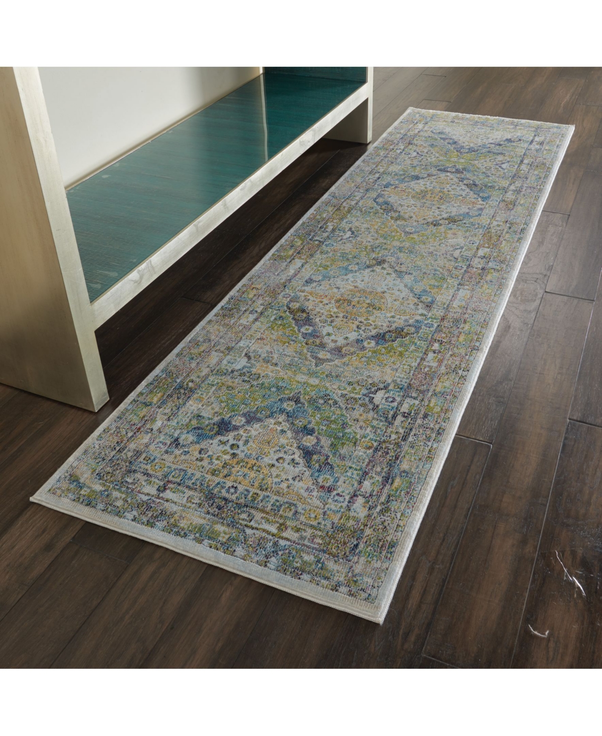 Nourison Home Ankara Global ANR07and Green Runner Rug - Blue/ Green