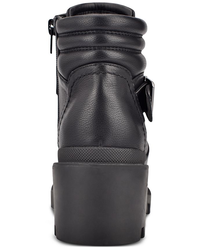 gbg los angeles women's harlin round toe stacked heel boot