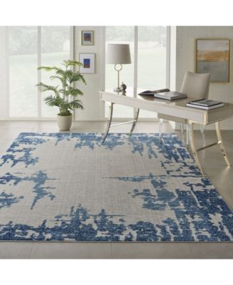Nourison Home Etchings ETC04 Ivory and Blue 8' x 10' Area Rug