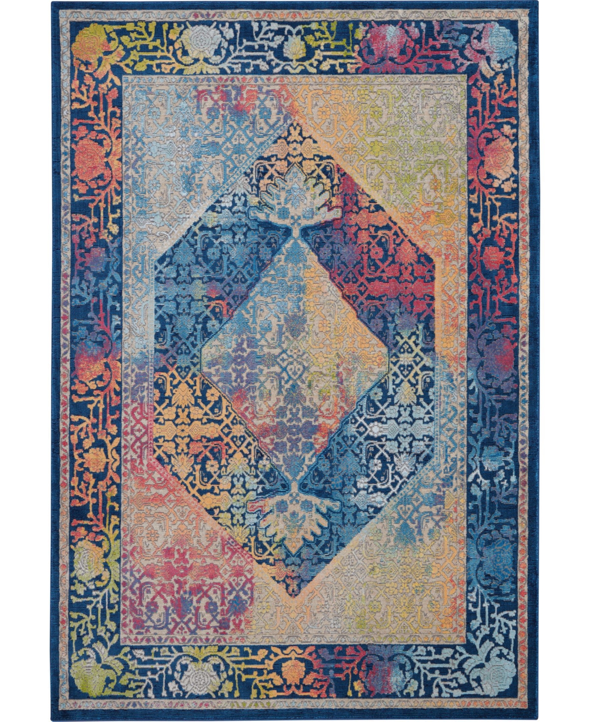 Nourison Home Ankara Global Anr04 Blue And Multi 5'3" X 7'6" Area Rug In Blue,multi