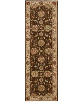 Living Treasures LI04 Brown 2'6" x 8' Runner Rug