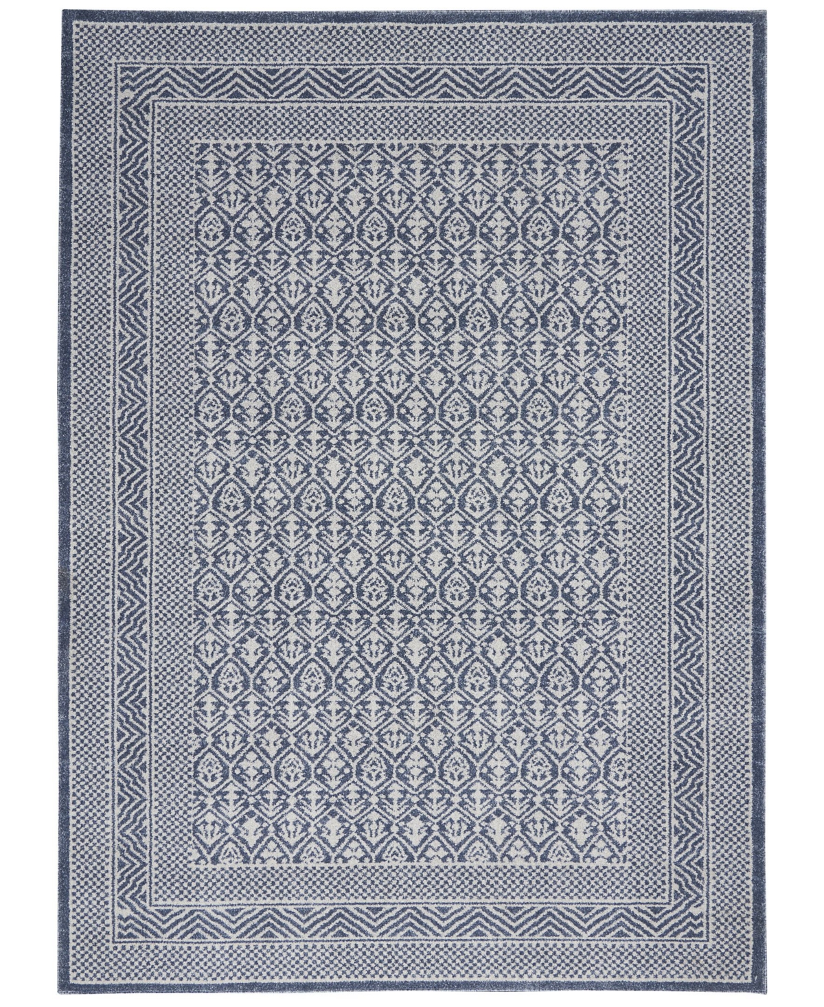 Nourison Home Palermo Pmr01 Blue And Gray 5'3" X 7'3" Area Rug In Blue,gray