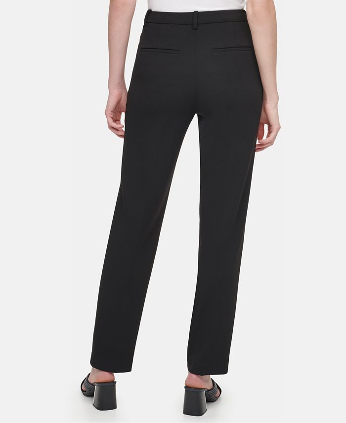 Calvin Klein Ponté-Knit Slim-Leg Ankle Pants - Macy's