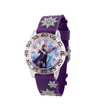 Disney Frozen 2 Elsa and Anna Girls' Clear Plastic Time Teacher Watch 32mm