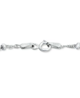 Sterling Silver Bracelet,  7-1/4" Singapore Small Beaded Chain