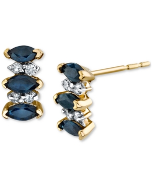 image of Sapphire (3/4 ct. t.w.) & Diamond (1/10 ct. t.w.) Stud Earrings in 14k Gold