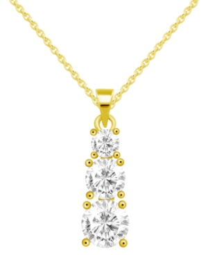 image of Cubic Zirconia Graduated Pendant Necklace, 16