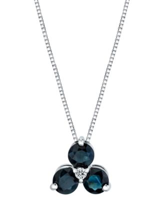 Macy's - Sapphire (1-1/5 ct. t.w.) & Diamond Accent 18" Pendant Necklace in 14k White Gold