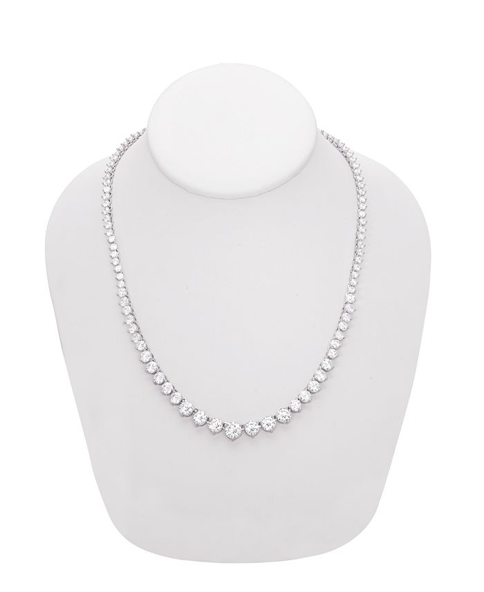 Macy's Graduated Cubic Zirconia Tennis Necklace In Silver Plate or Gold
